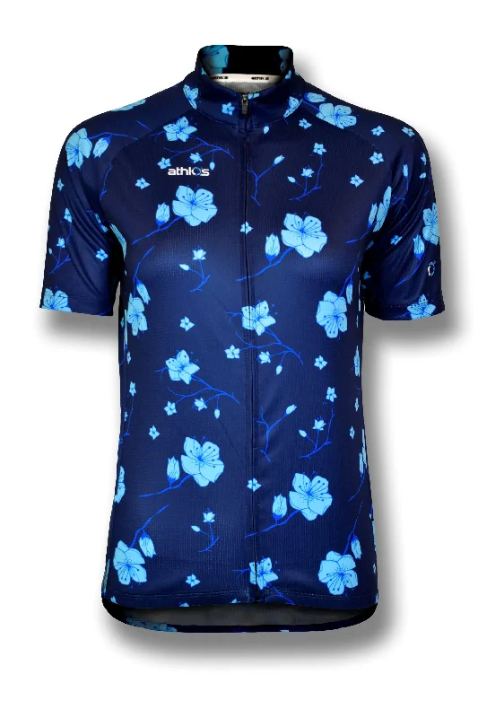 Athlos - Women's Blue Wild Flowers  Squad One Cycling Jersey Exclusive Jersey Tee