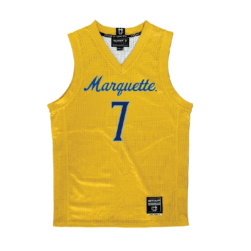 Gold Marquette Women's Basketball Jersey - Bridget Utberg Ash Gray Jersey Tee