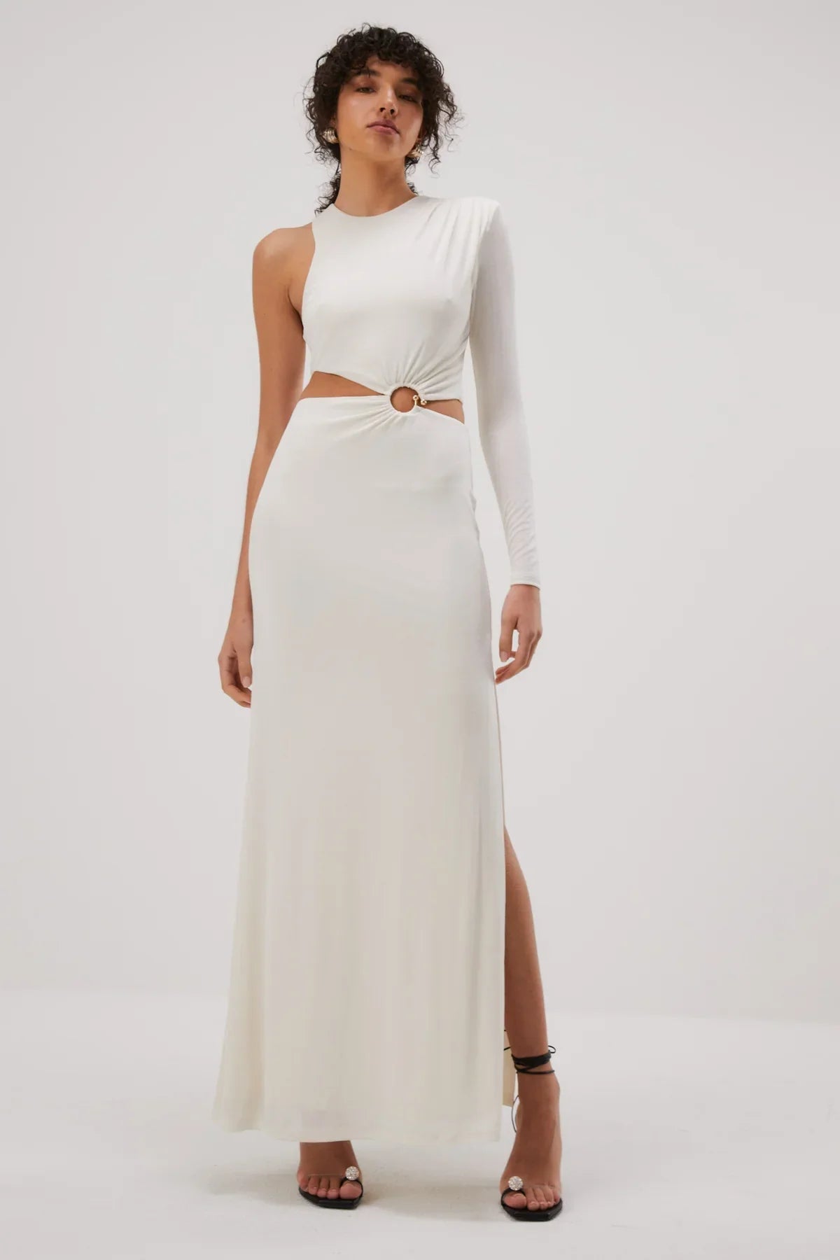 Misha Brigitta Slinky Jersey Gown - Ivory Winter Jersey Top