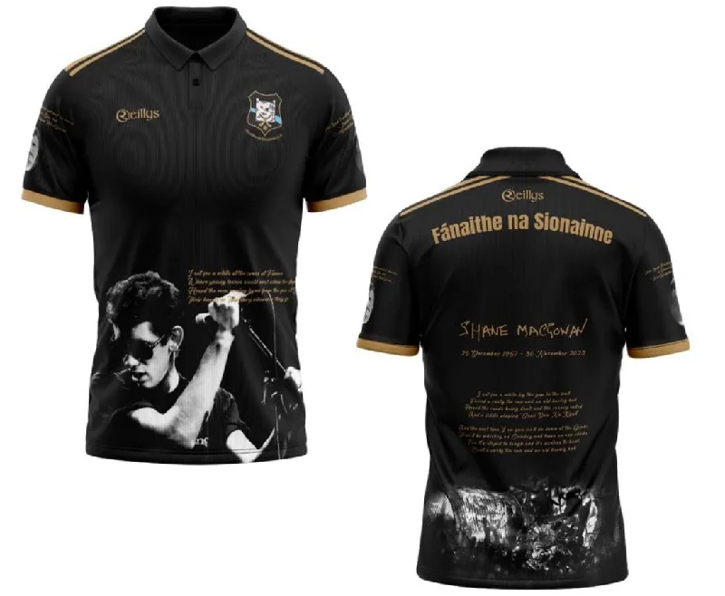 Ladies - Black (with collar) - Shannon Rovers Shane MacGowan Commemorative Jersey Limited Edition Jersey Tee