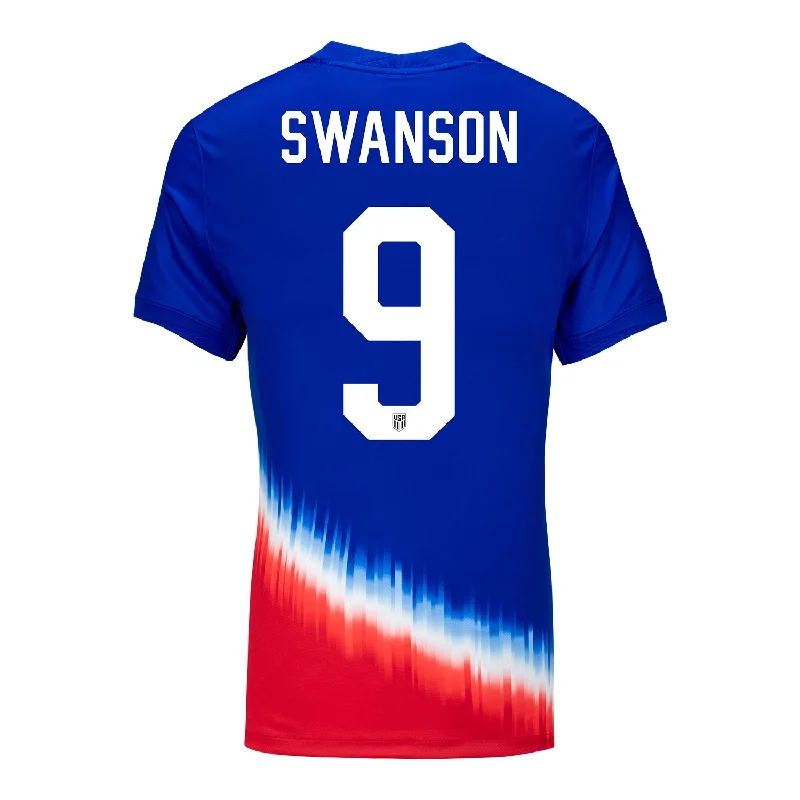 Women's Nike USWNT 2024 American Icon Away Swanson 9 Stadium Jersey Retro Jersey Tee