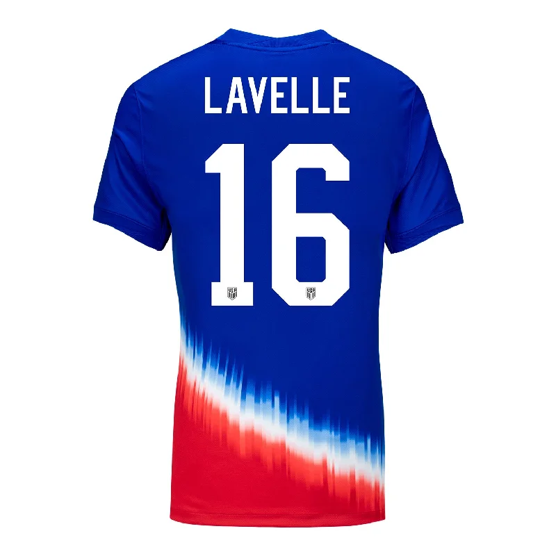 Women's Nike USWNT 2024 American Icon Away Lavelle 16 Stadium Jersey Bohemian Jersey Tee