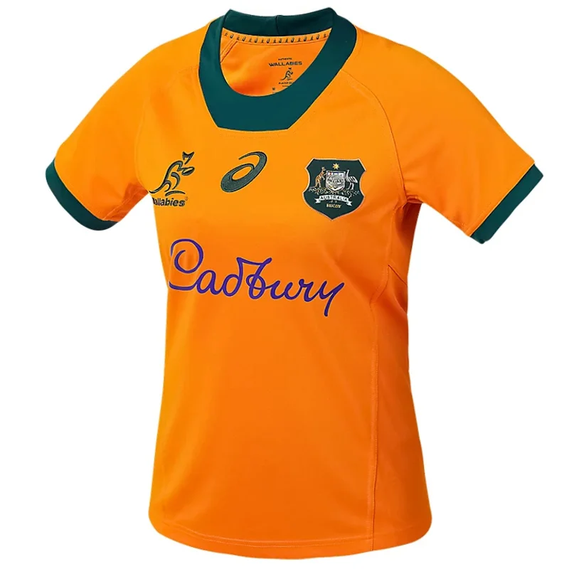 Wallabies 2024  Official Womens Replica Home Jersey Rugby Union by Asics Affordable Jersey Tee