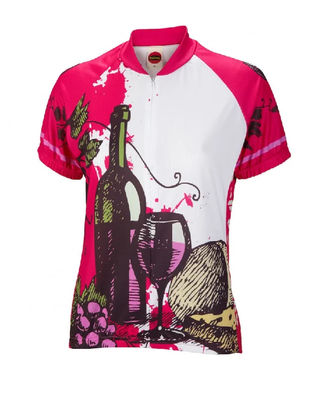 Wine Time Women's Cycling Jersey (S, M, L, XL) Ruby Red Jersey Shirt