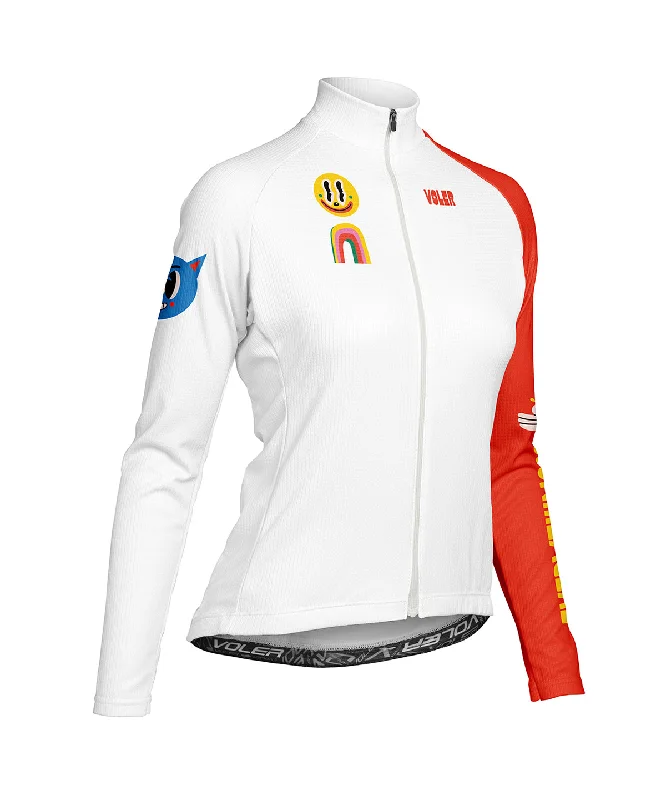 W. PELOTON THERMAL JERSEY - CRAZY HAPPY V Neck Jersey Blouse