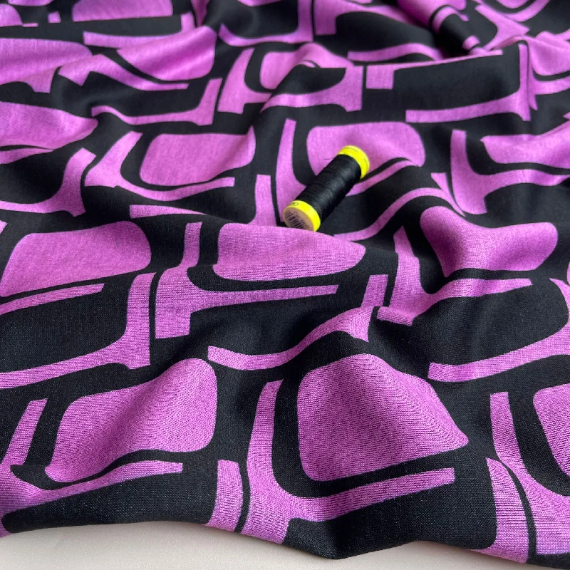 Abstract Shapes in Cyclamen Soft Ponte Interlock Jersey Fabric Premium Jersey Tee