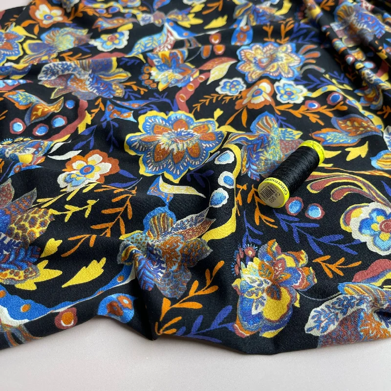 Autumn Flowers De Luxe Viscose Jersey Fabric Budget-Friendly Jersey Tee
