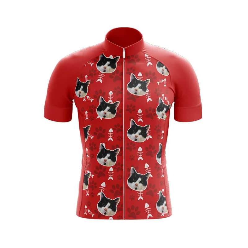 Cat Custom Face Club Jerseys (Red) Holiday Jersey Tee
