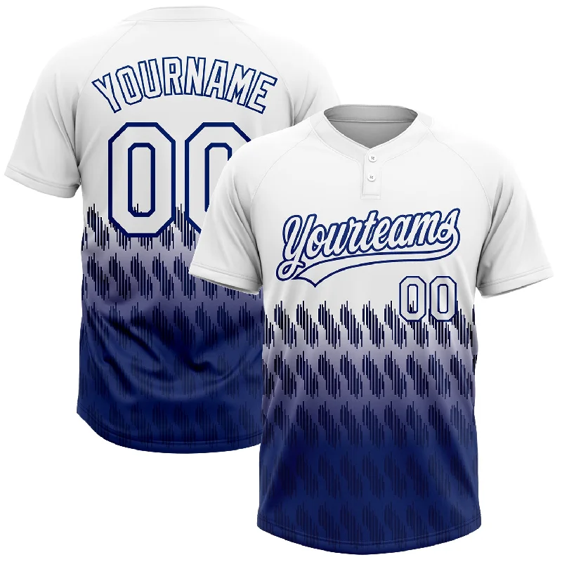 Custom White Royal 3D Pattern Lines Two-Button Unisex Softball Jersey Boat Neck Jersey Shirt Custom White Royal 3D Pattern Lines Two-Button Unisex Softball Jersey Boat Neck Jersey Shirt