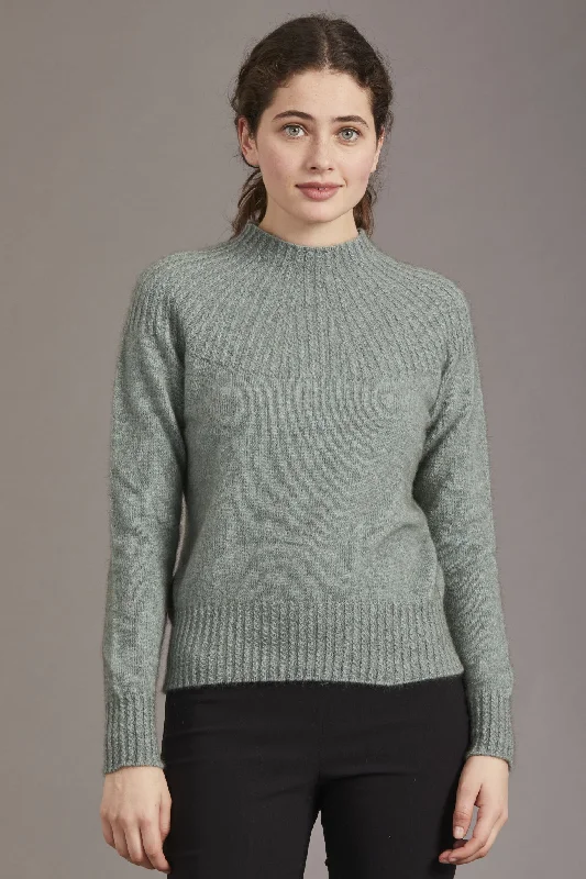 McDonald - Yoke Neck Cable Jersey in Merino Wool and Possum Fur Linen Jersey Top