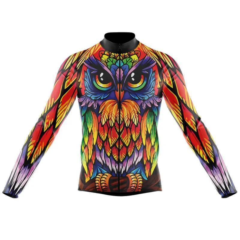 Rainbow Owl (V1) Long sleeve jersey [CLEARANCE] Minimalist Jersey Tee