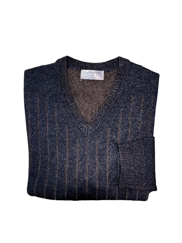 Silverdale Ribbed V - Neck Jersey - Charcoal Recycled Jersey Tee