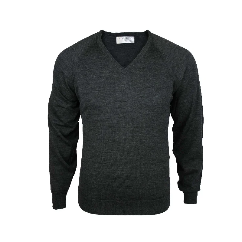 Silverdale - V-neck Merino Jersey - 10 Colour Options Ash Gray Jersey Tee