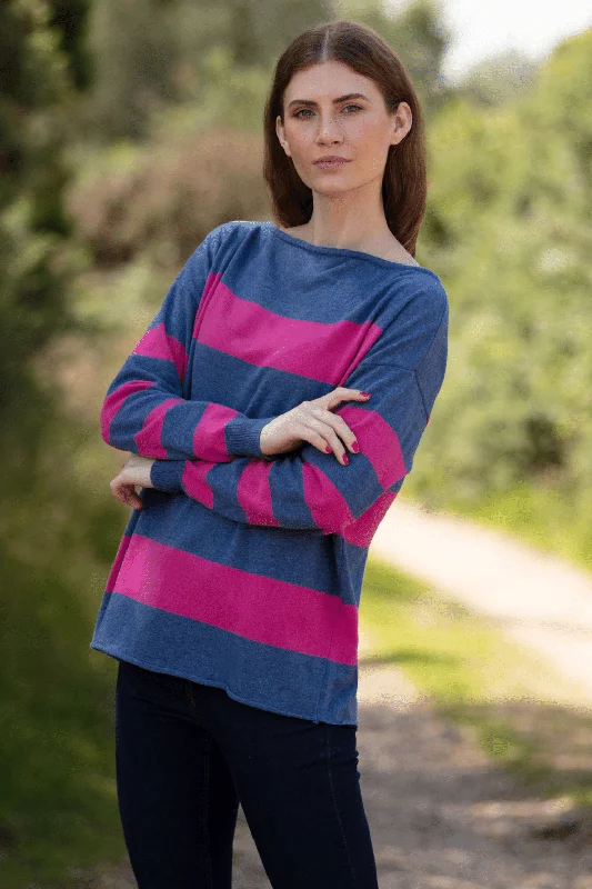 Stripey Boat-neck Jersey Burgundy Jersey Tee