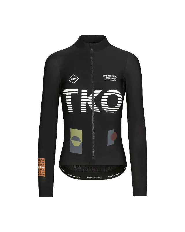Women's T.K.O. Mechanism Long Sleeve Jersey - Black Burgundy Jersey Tee